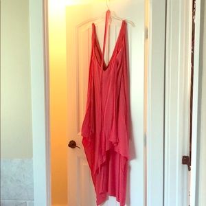 NWOT coral high-low sundress w/optional tie belt.